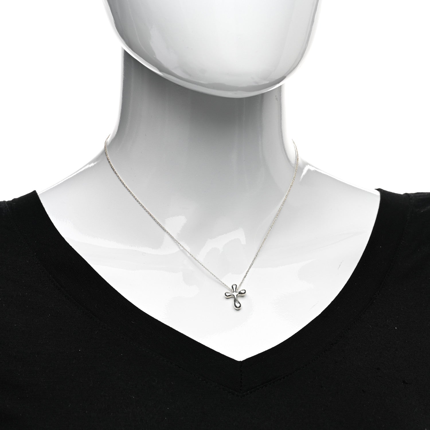 Tiffany Sterling Silver 16mm Elsa Peretti Cross Pendant Necklace 2 of 5