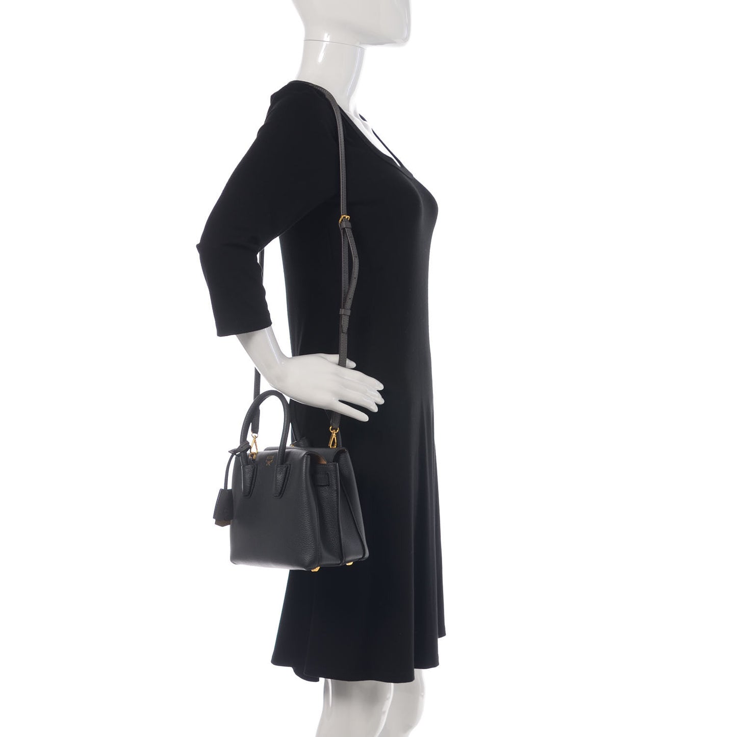 Grained Calfskin Mini Milla Tote Phantom Grey