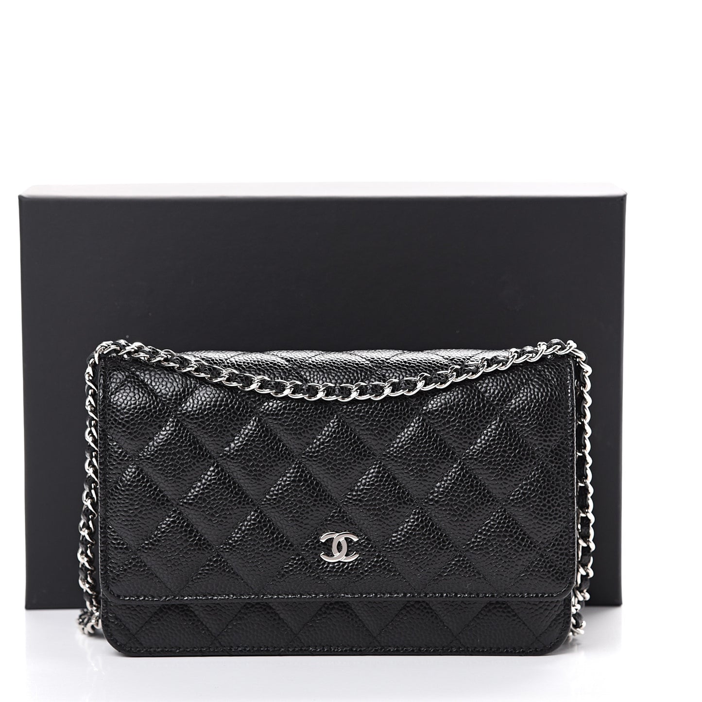 Caviar Quilted Wallet On Chain WOC Black