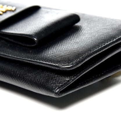 Prada Saffiano Bow Continental Wallet Nero Black 5 of 9