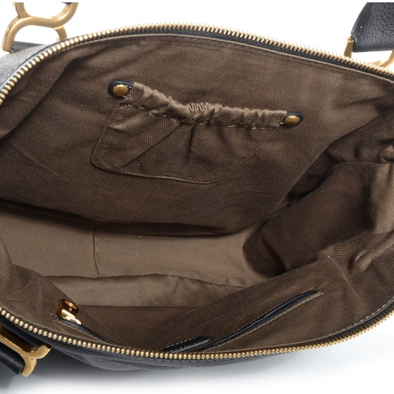 Calfskin Large Marcie Satchel Black