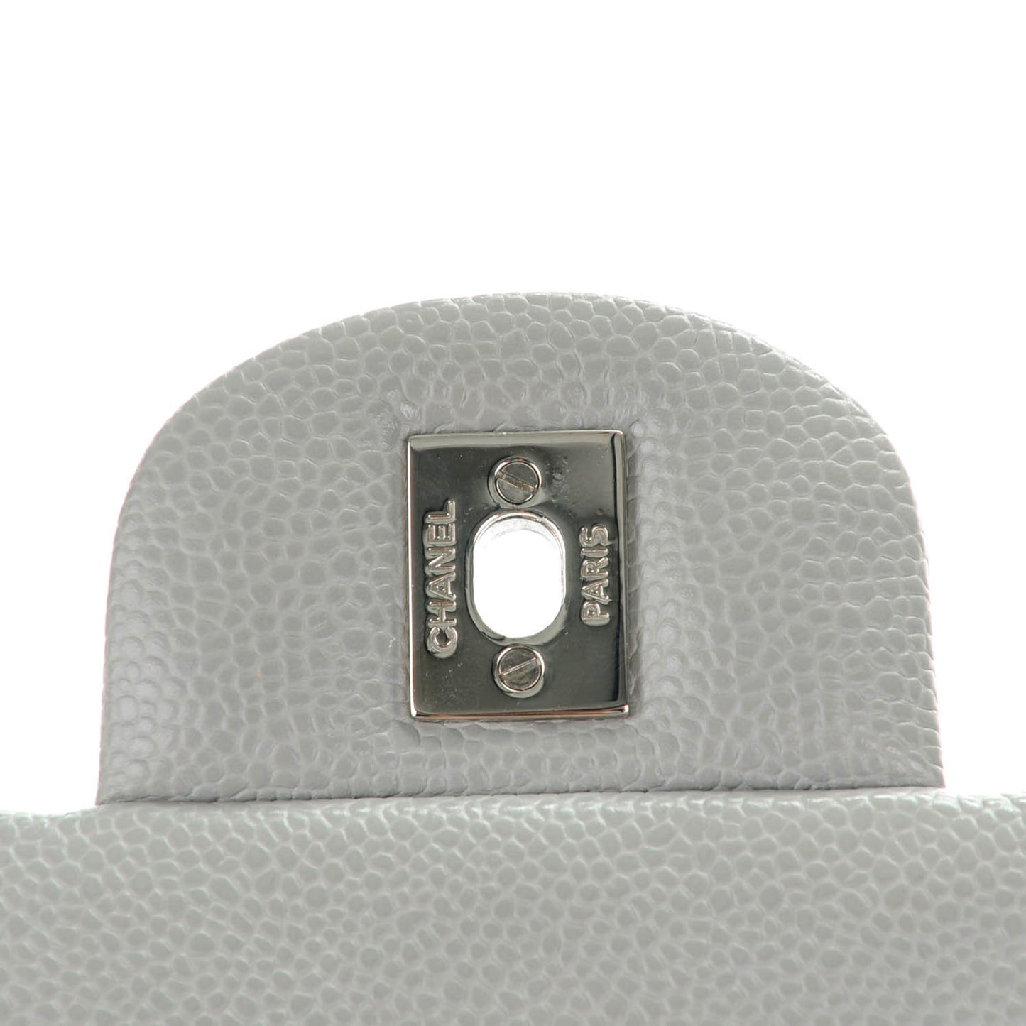 Caviar Quilted Maxi Double Flap Light Grey