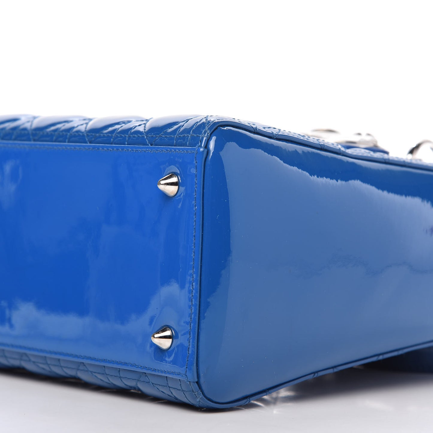 Patent Cannage Medium Lady Dior Blue