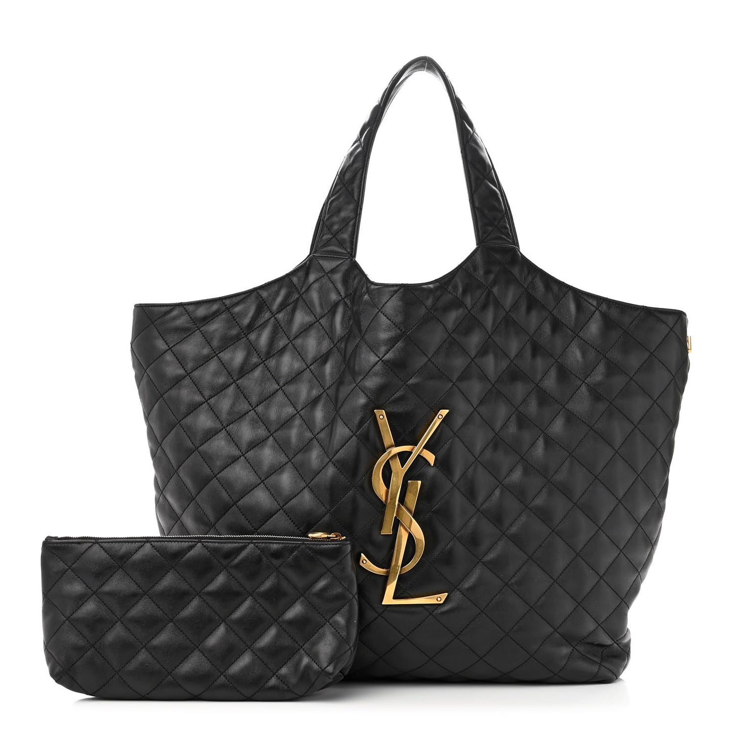 Lambskin Quilted Maxi Icare Shopping Tote Black