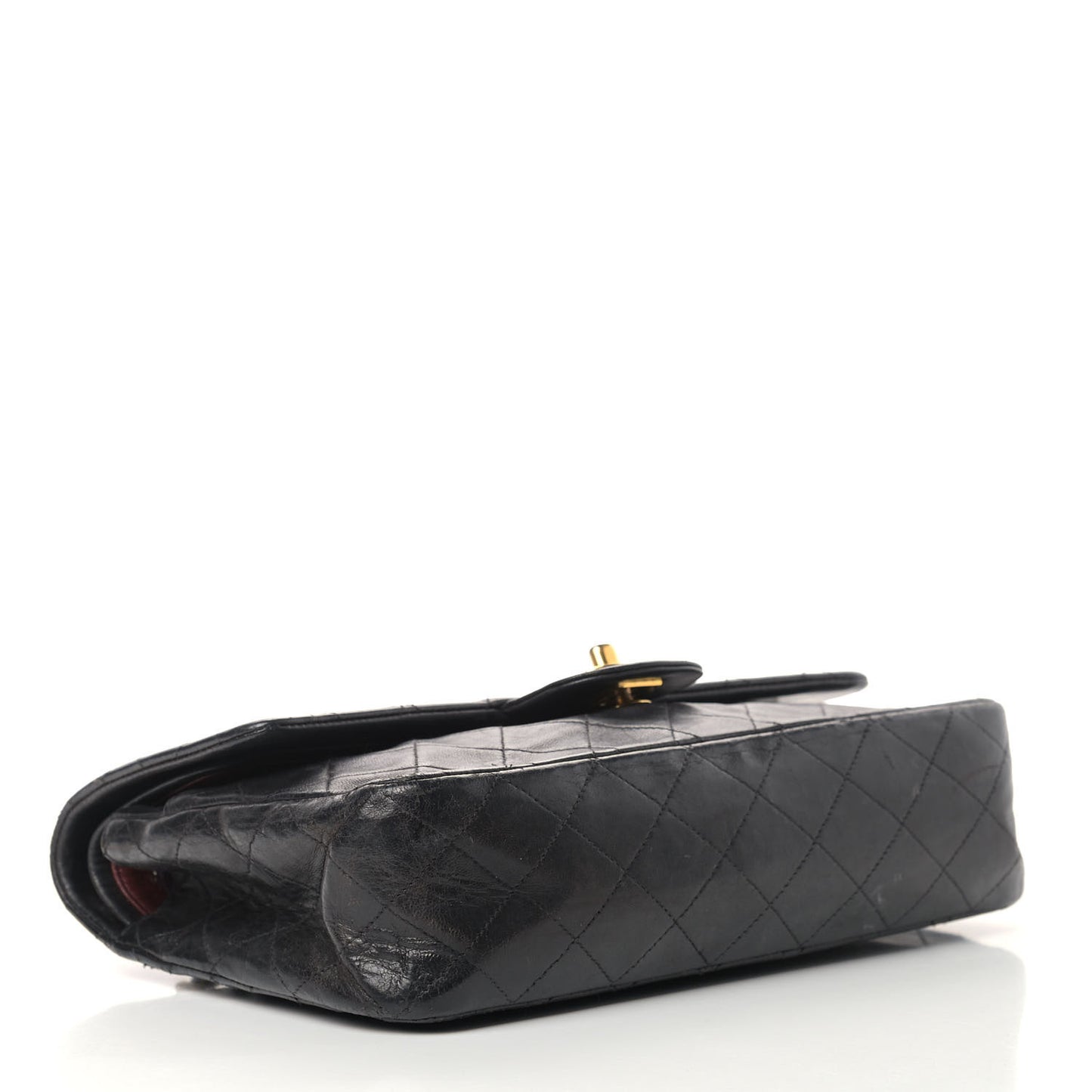 Lambskin Quilted Medium Double Flap Black