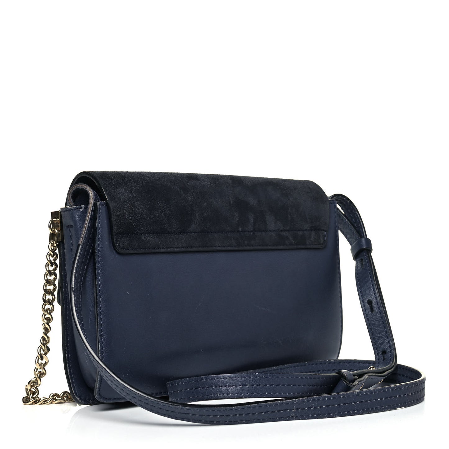Suede Calfskin Small Faye Shoulder Bag Denim Blue