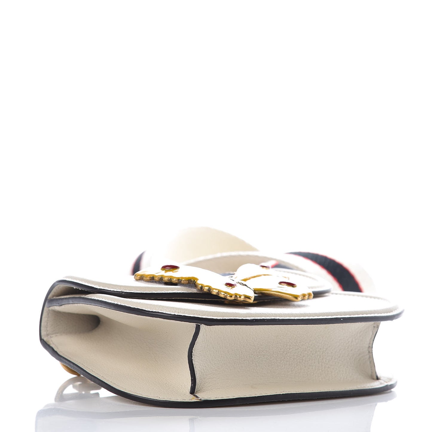 Calfskin Web Stripe Butterfly Small Totem Shoulder Bag White