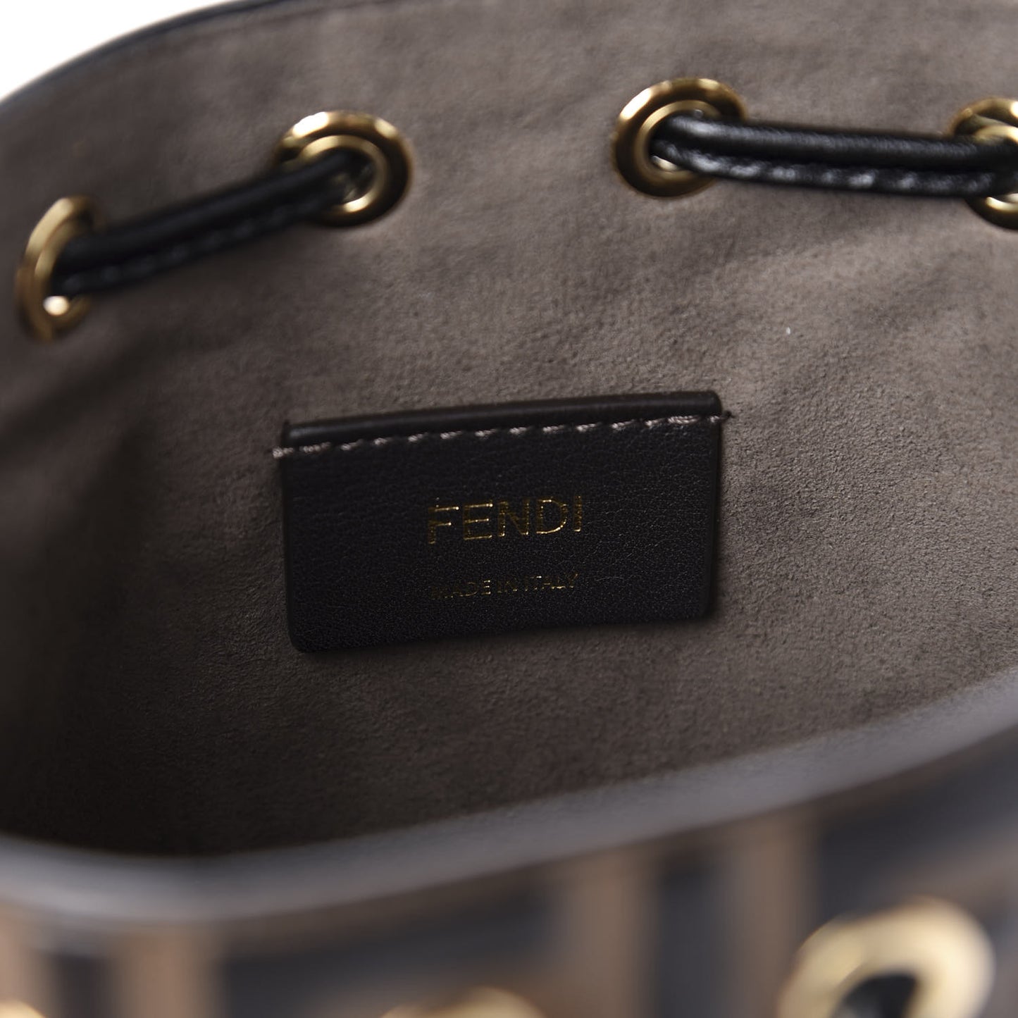 Vitello Liberty F is Fendi Bi-Color FF 1974 Embossed Mini Mon Tresor Bucket Bag Maya Black