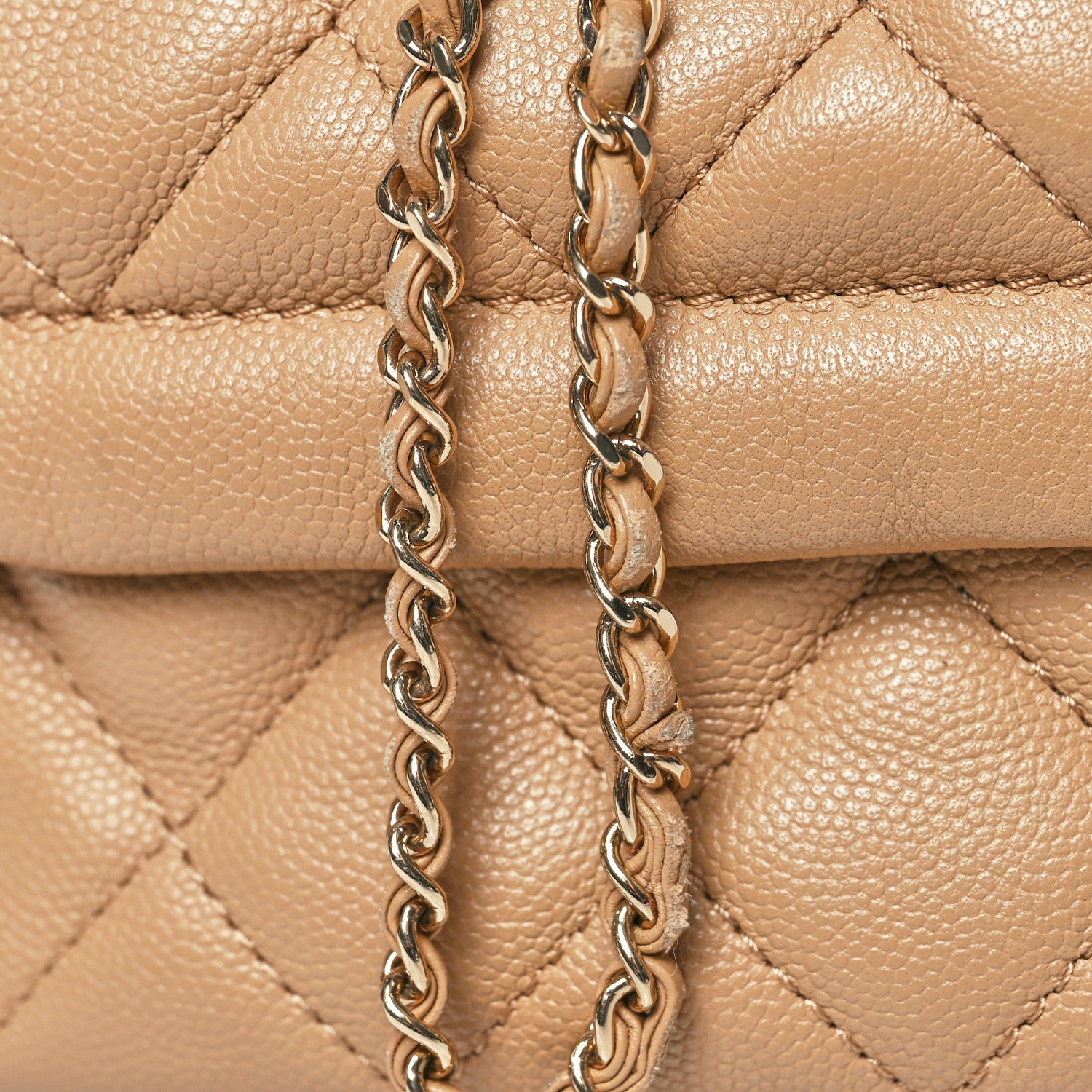 Chanel Caviar Quilted Rolled Up Bucket Drawstring Bag Beige 13 of 13