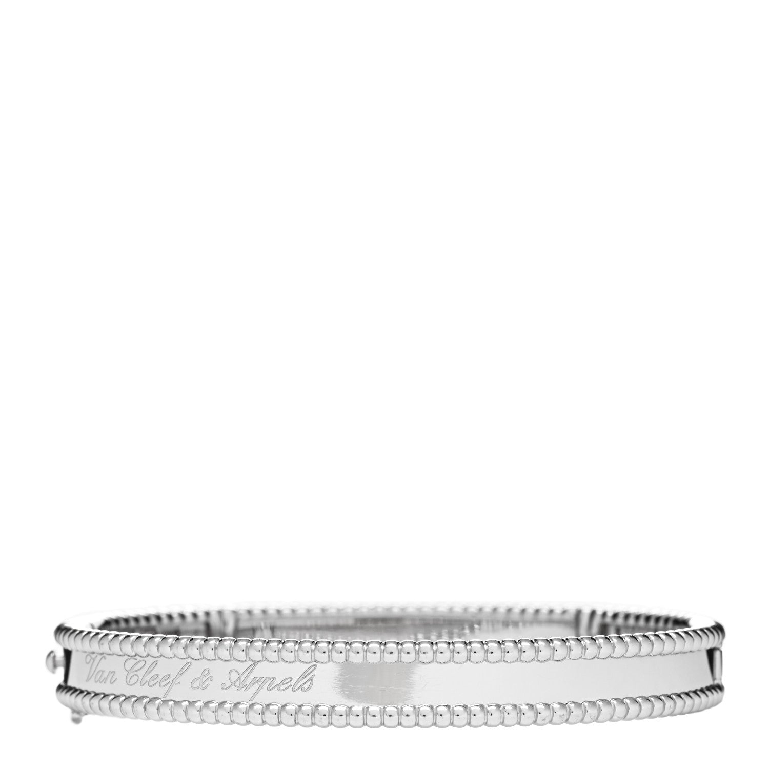 Van Cleef & Arpels 18K White Gold Perlee Signature Bangle Bracelet M 3 of 4