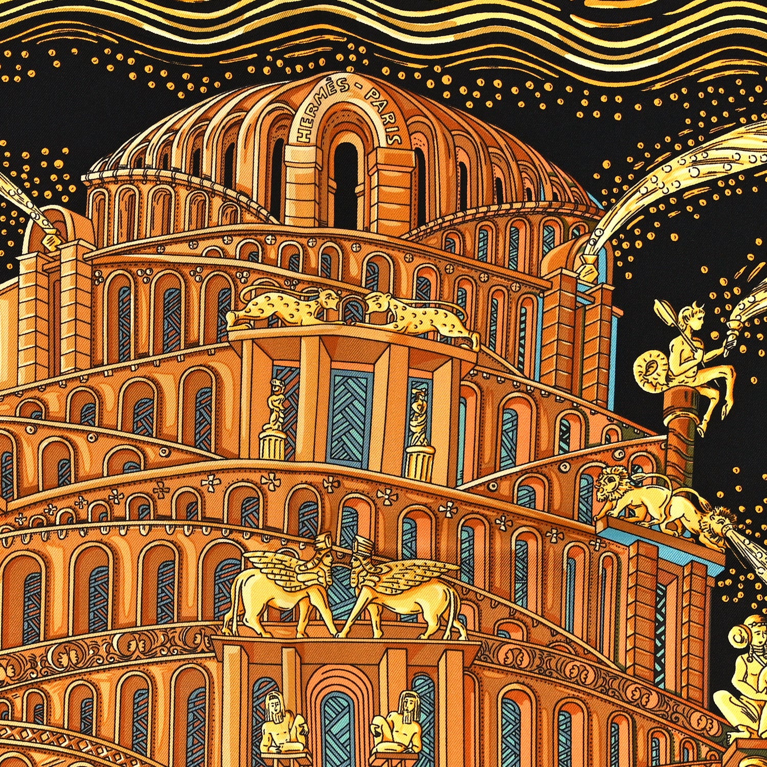 Hermes Silk Les Rivieres de Babel Scarf 90 2 of 3