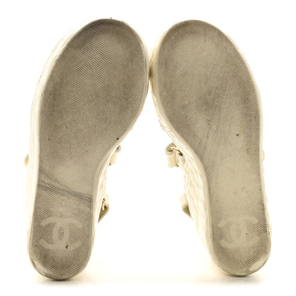 Chanel Shiny Calfskin Quilted Wedge Sandals 36 Ivory 6 of 14