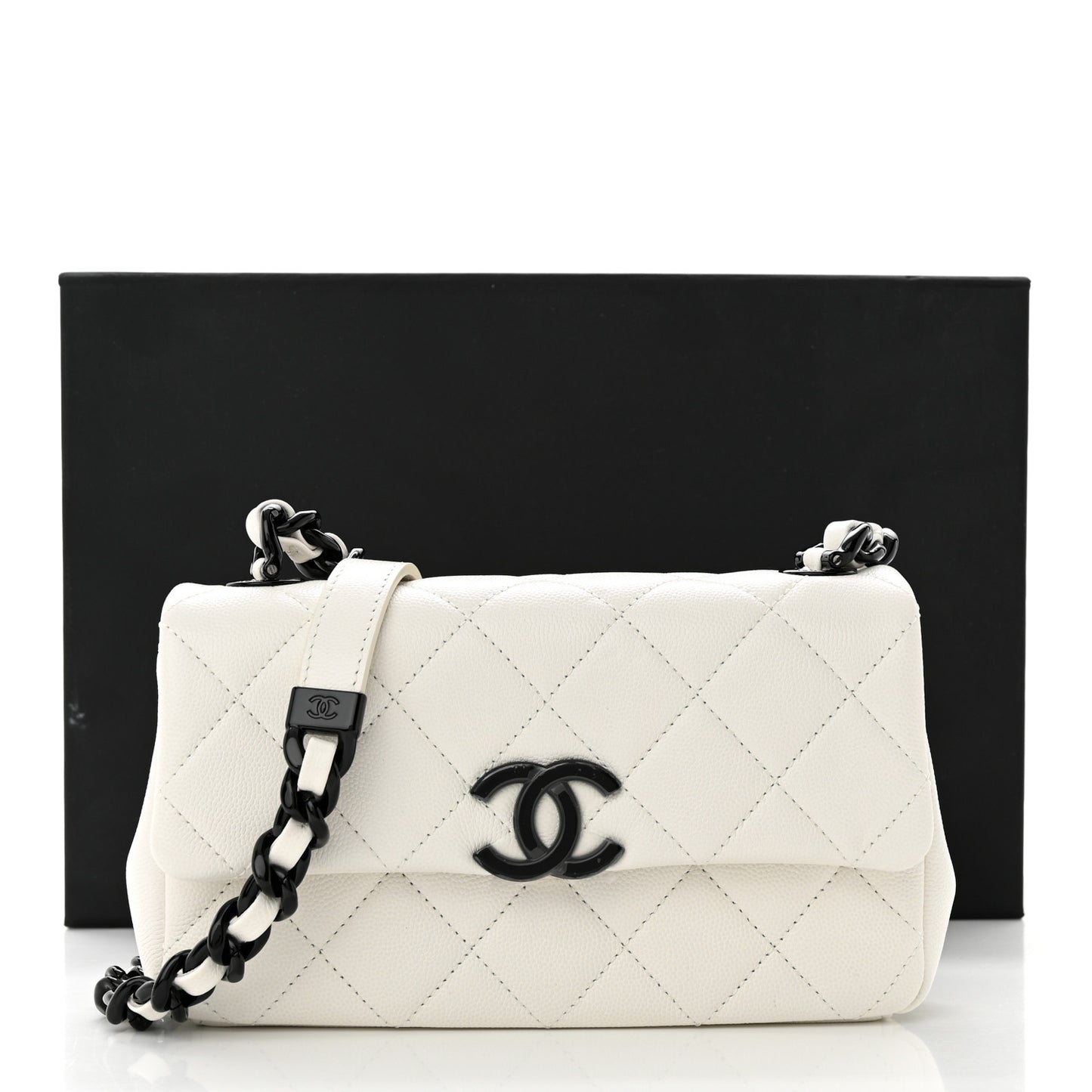 Caviar Quilted My Everything Small Flap White Black