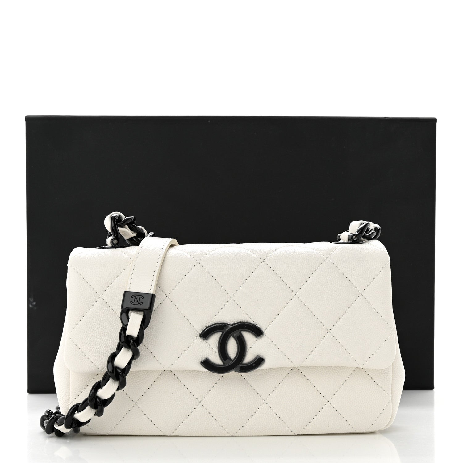 Chanel Caviar Quilted My Everything Small Flap White Black 12 of 12