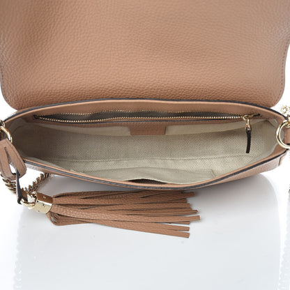 Gucci Pebbled Calfskin Medium Soho Flap Crossbody Camelia 5 of 9