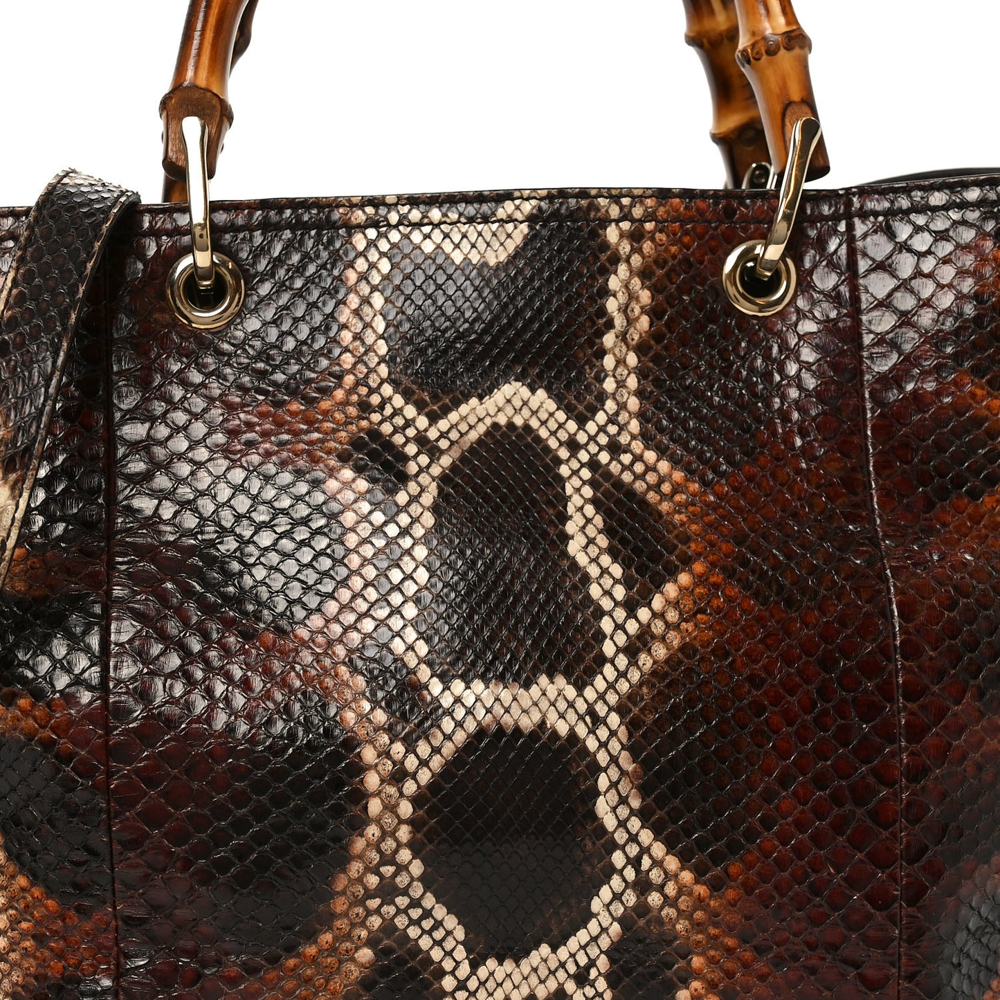 Snakeskin Large Bamboo Shopper Tote Brown