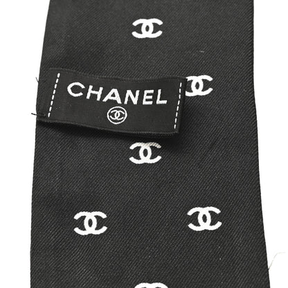 Chanel Silk Star Logo Slim Bandeau Scarf Black 3 of 4