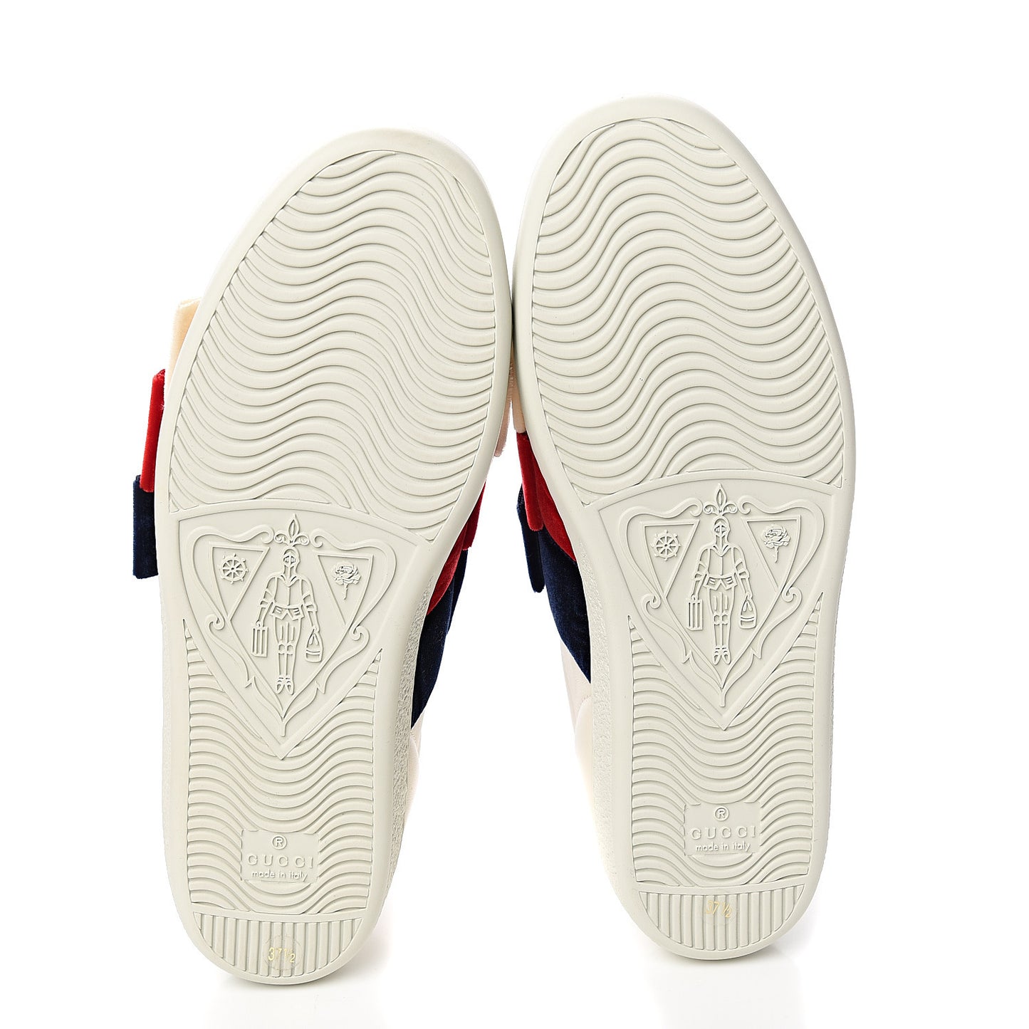 Calfskin Womens Velvet Bow Ace Sneakers 37.5 White