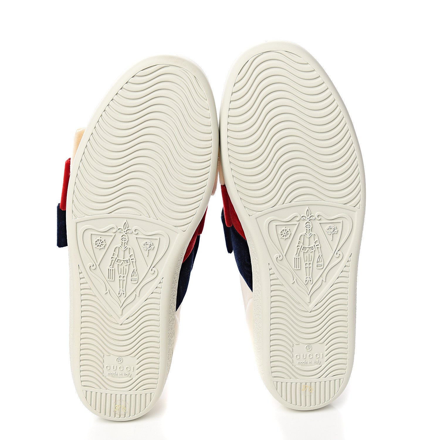 Gucci Calfskin Womens Velvet Bow Ace Sneakers 37.5 White 5 of 9