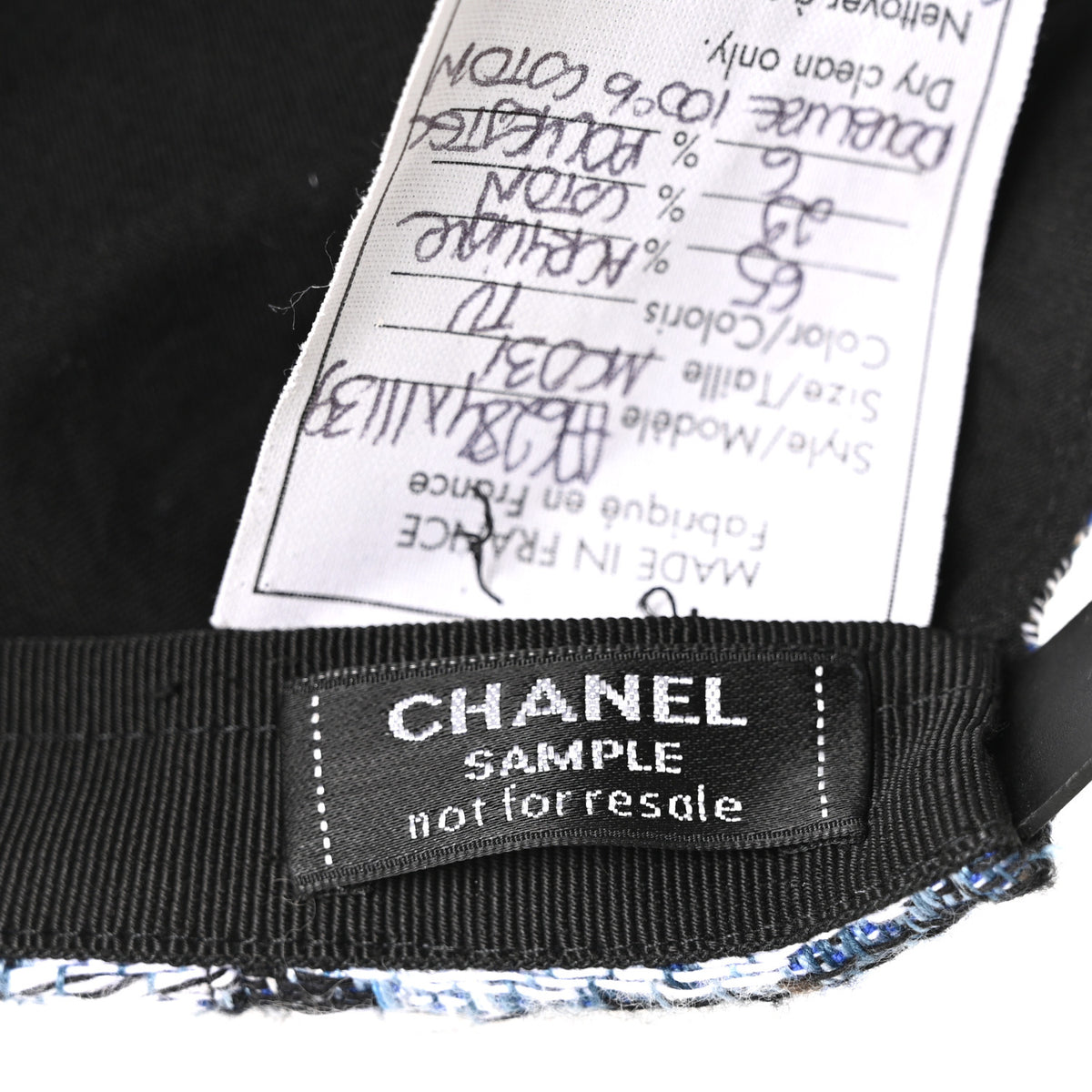 Chanel Cotton CC Cap Hat Blue White Beige 9 of 10