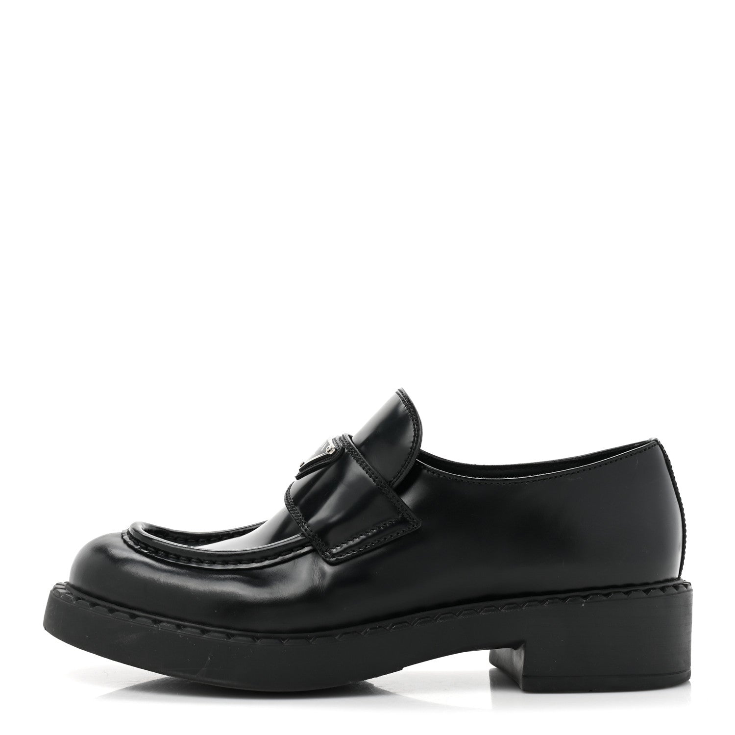 Prada Vernice Triangle 50mm Loafers 40 Black 1 of 13
