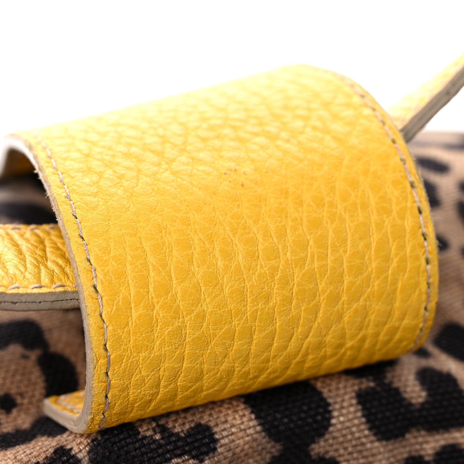 Dolce & Gabbana Calfskin Canvas Leopard Print Animalier Shoulder Bag Yellow 21 of 23