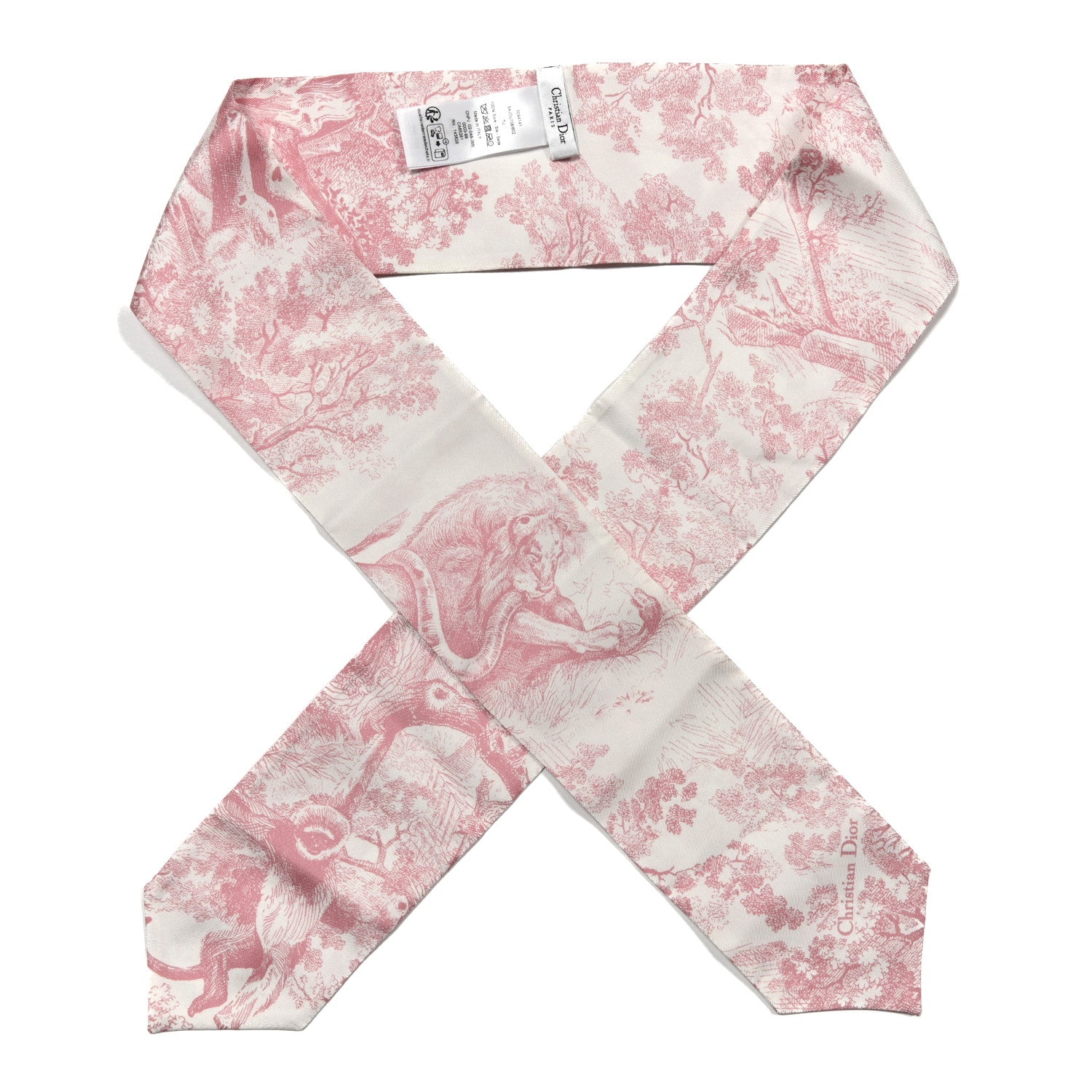 Christian Dior Silk Toile De Jouy Maxi Mitzah Scarf Pink 1 of 3
