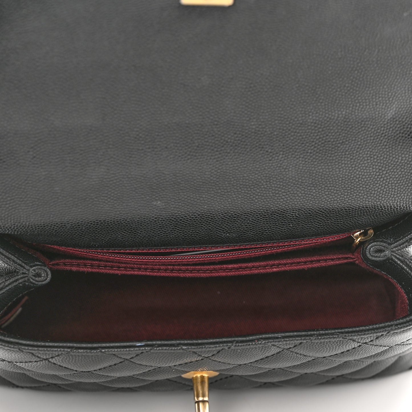 Caviar Quilted Mini Coco Handle Flap Black