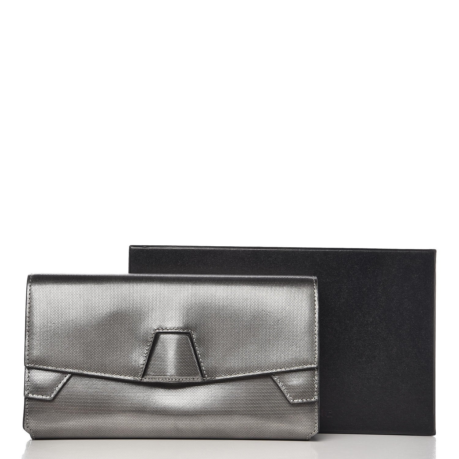 Alexander Wang Metallic Calfskin Lydia Fold Over Clutch Bag Gunmetal 7 of 7