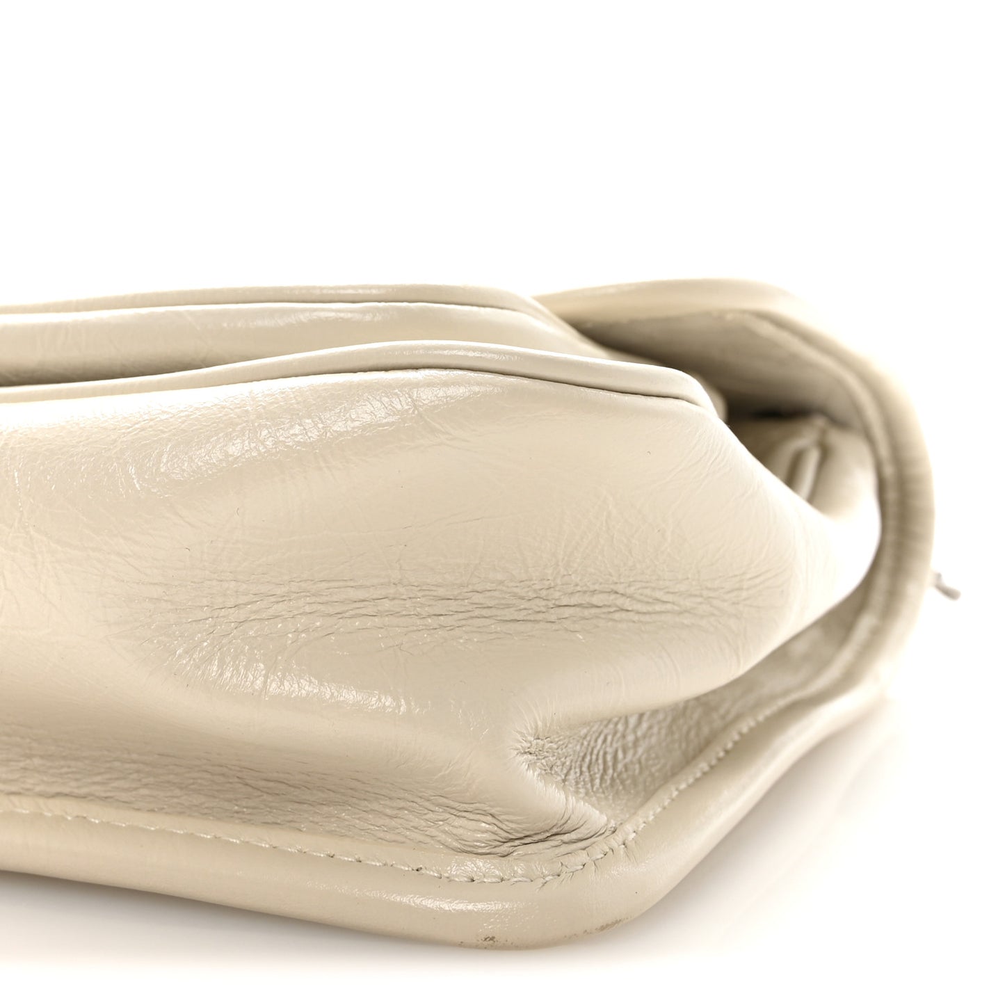 Crinkled Calfskin Matelasse Monogram Baby Niki Chain Satchel Ivory