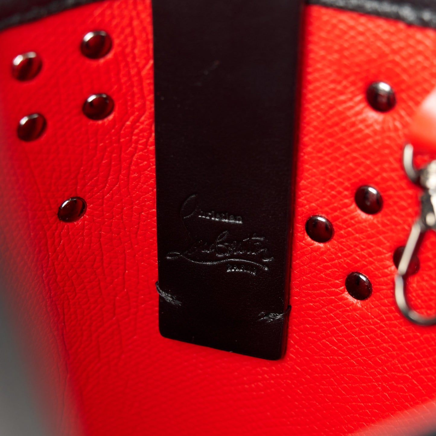 Calfskin Empire Spike Monochrome Studded Mini North South Cabata Tote Black