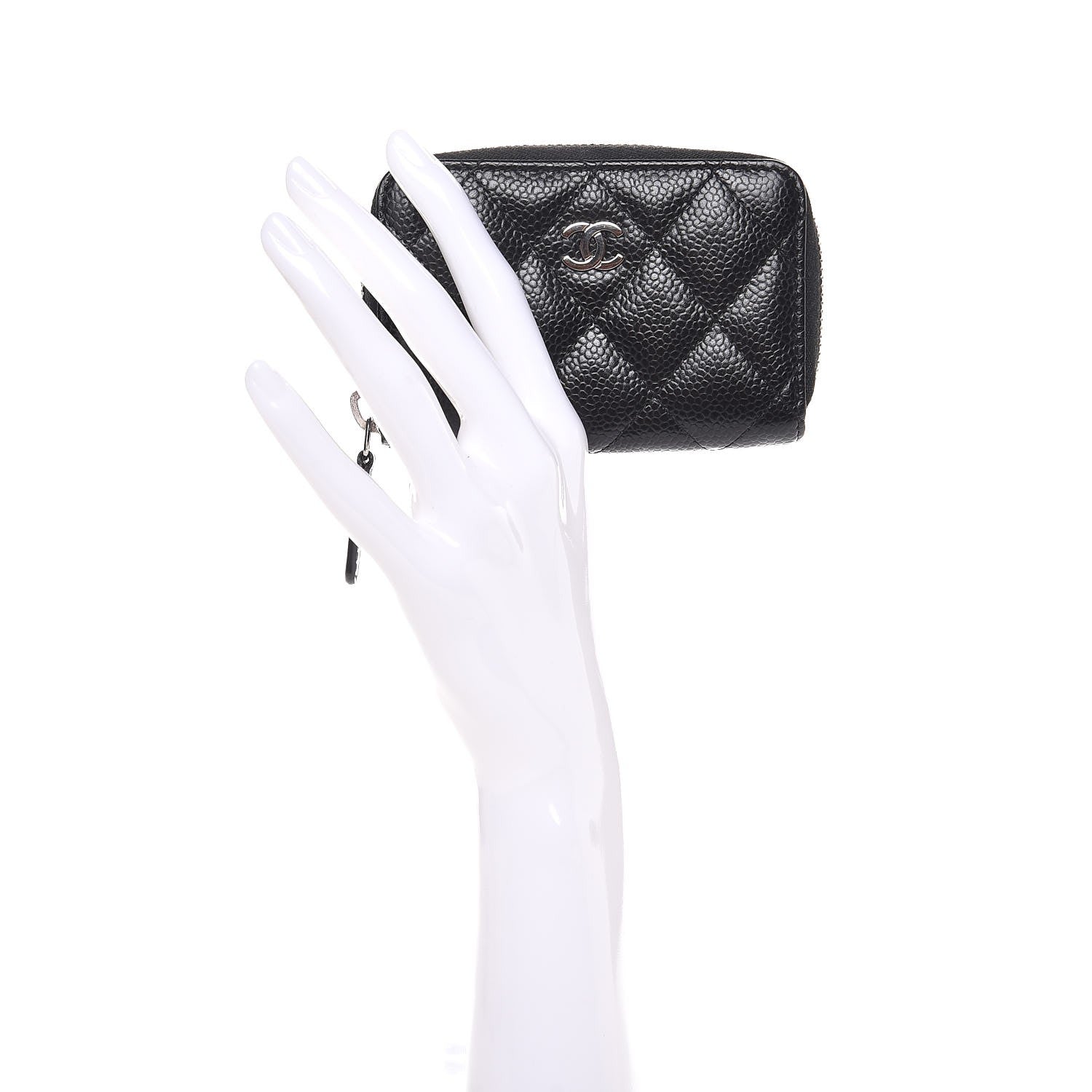 Chanel Caviar Quilted Zip Coin Purse Black 2 of 8