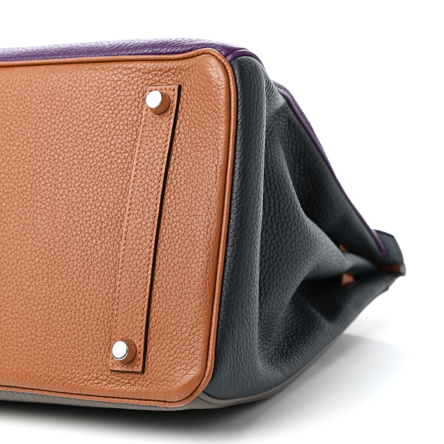 Hermes Taurillon Clemence Arlequin Birkin 35 Ultraviolet Etain Bleu Lin Bleu Orage Gold 9 of 10