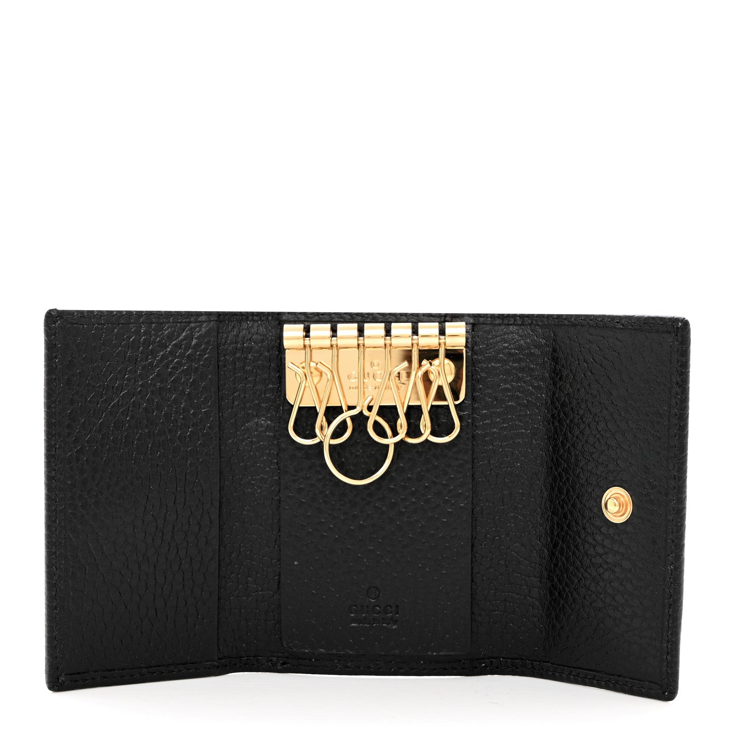Gucci Pebbled Calfskin GG Marmont 6 Key Holder Black 5 of 7