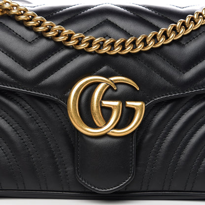 Gucci Calfskin Matelasse Small GG Marmont Shoulder Bag Black 9 of 9