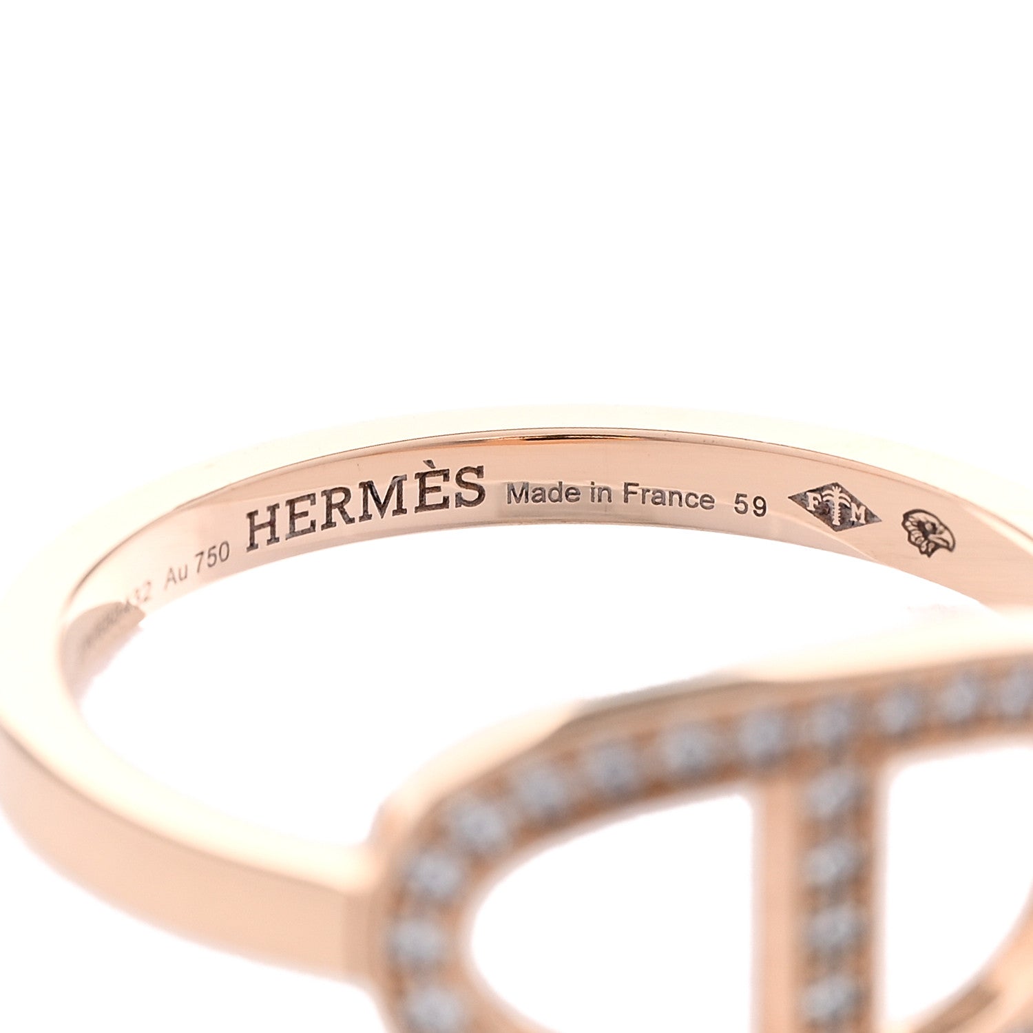 Hermes 18K Rose Gold Diamond MM Chaine d'Ancre Contour Ring 59 8.75 4 of 6