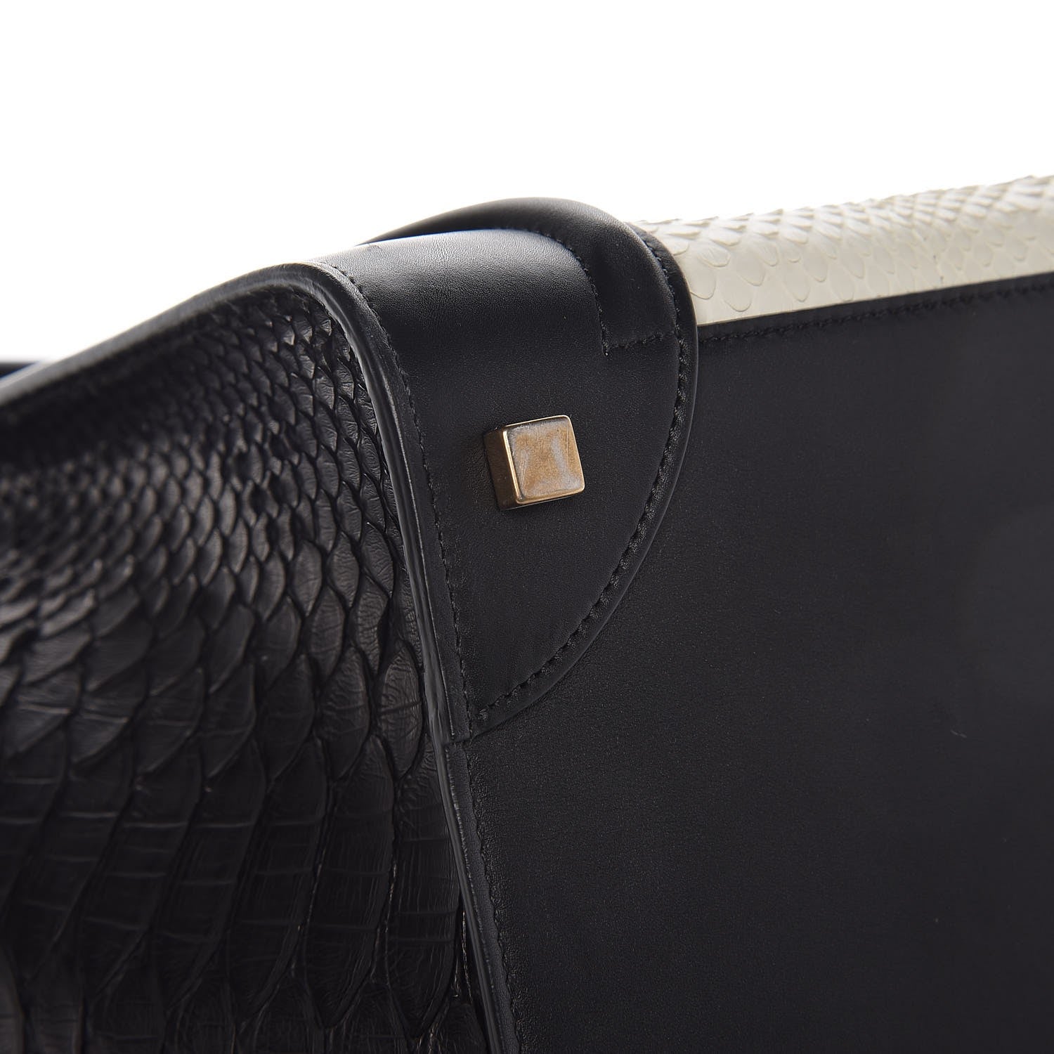 Celine Python Smooth Calfskin Mini Luggage Black White 9 of 10