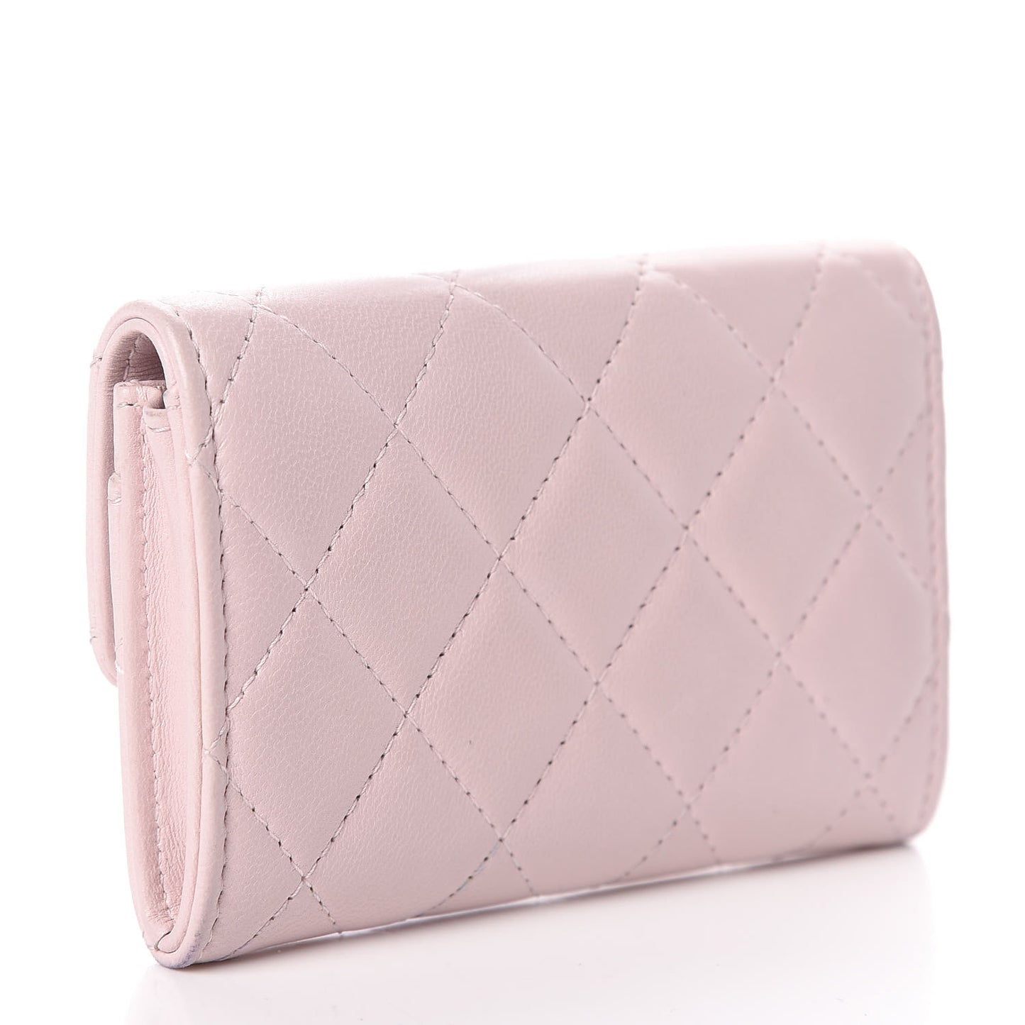 Lambskin Quilted Card Holder Light Pink