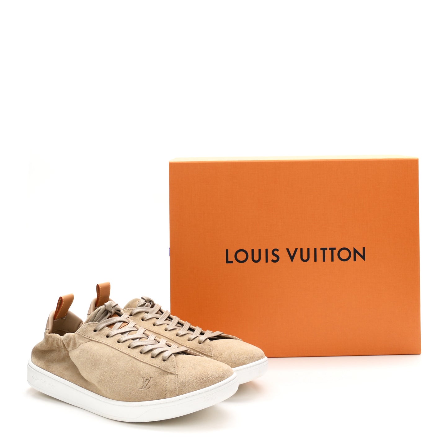 Suede Calfskin Mens LV Soft Sneakers 9 Beige