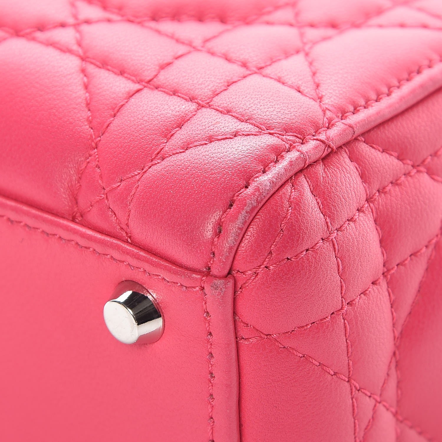 Christian Dior Lambskin Cannage Mini Lady Dior Fuchsia 11 of 13