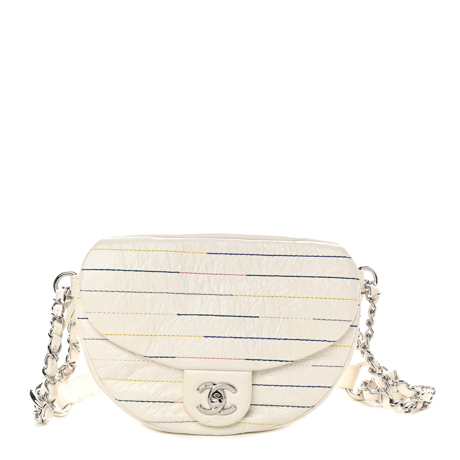 Chanel Distressed Calfskin Belt Bag White 1 of 9