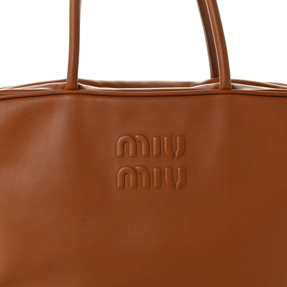 Miu Miu Soft Calf Softy Medium Beau Top Handle Bag Cognac 7 of 9