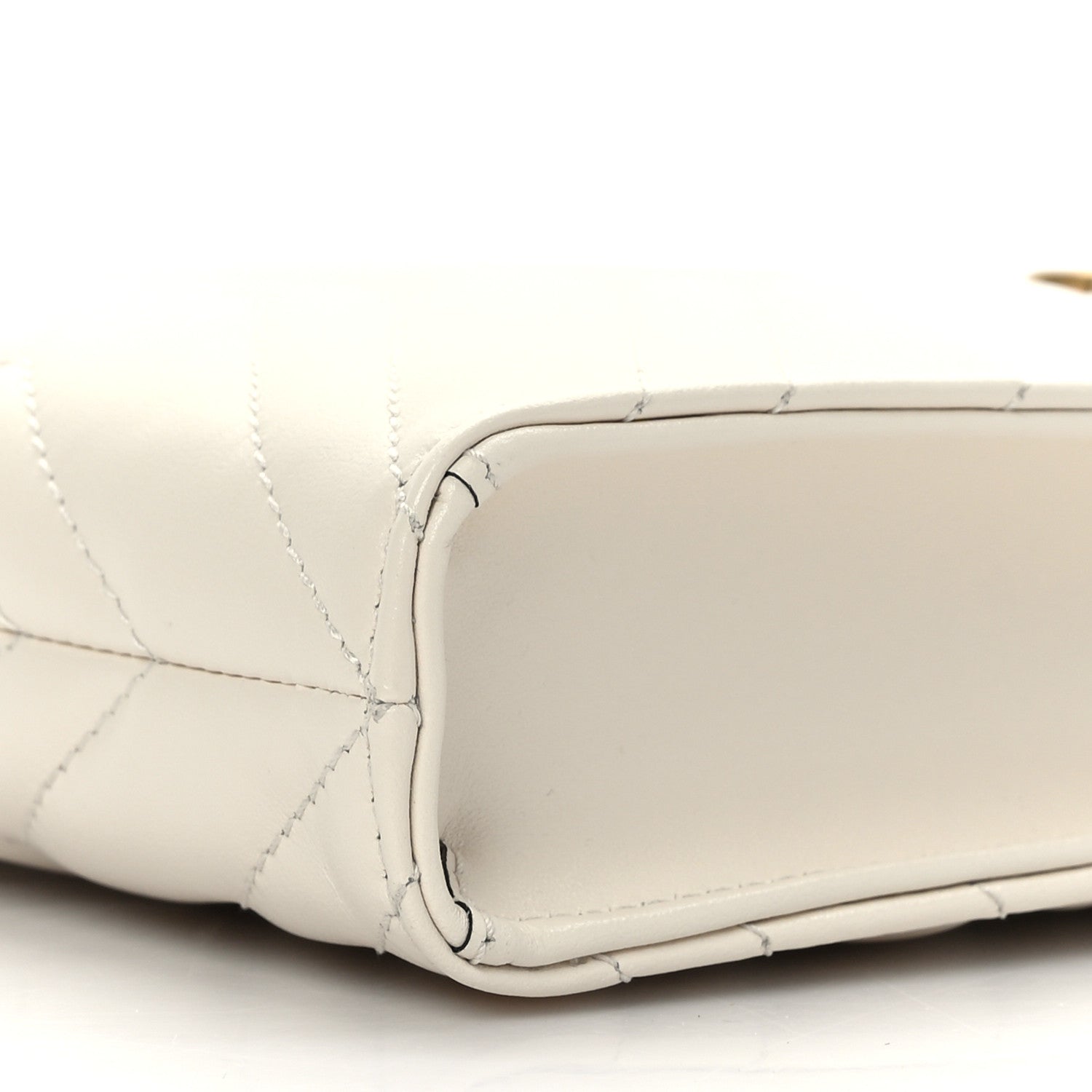 Gucci Calfskin Matelasse Chevron Mini GG Marmont Top Slip Handle Crossbody Bag Mystic White 7 of 7