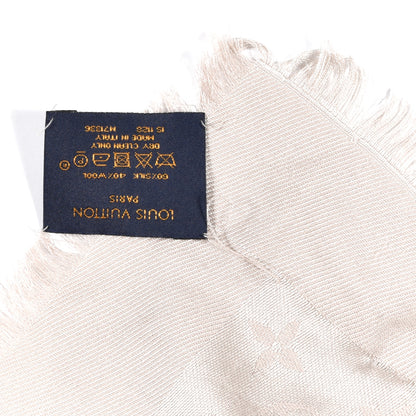 Louis Vuitton Wool Silk Monogram Denim Shawl Pearl Grey 4 of 6