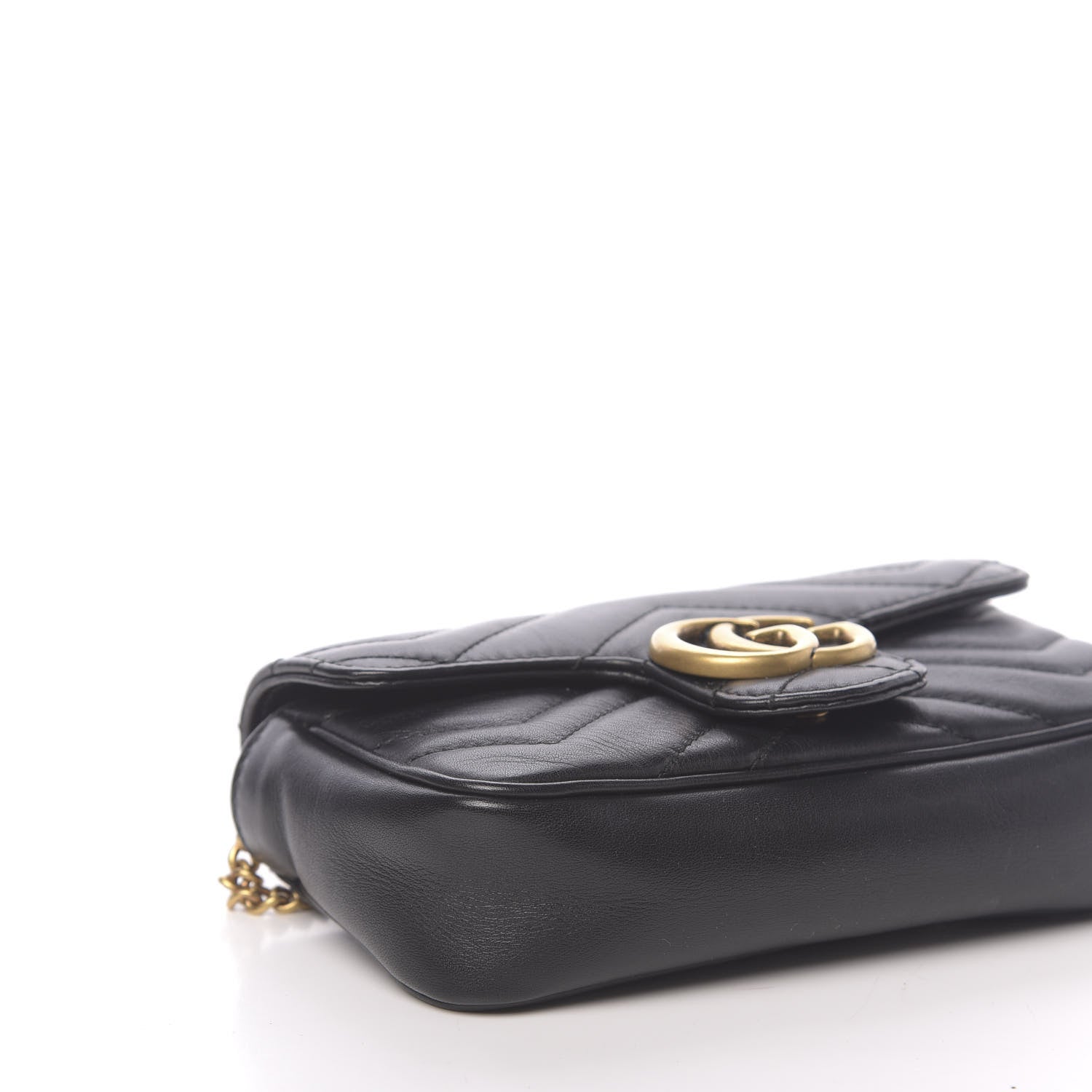 Gucci Calfskin Matelasse Super Mini GG Marmont Shoulder Bag Black 15 of 17