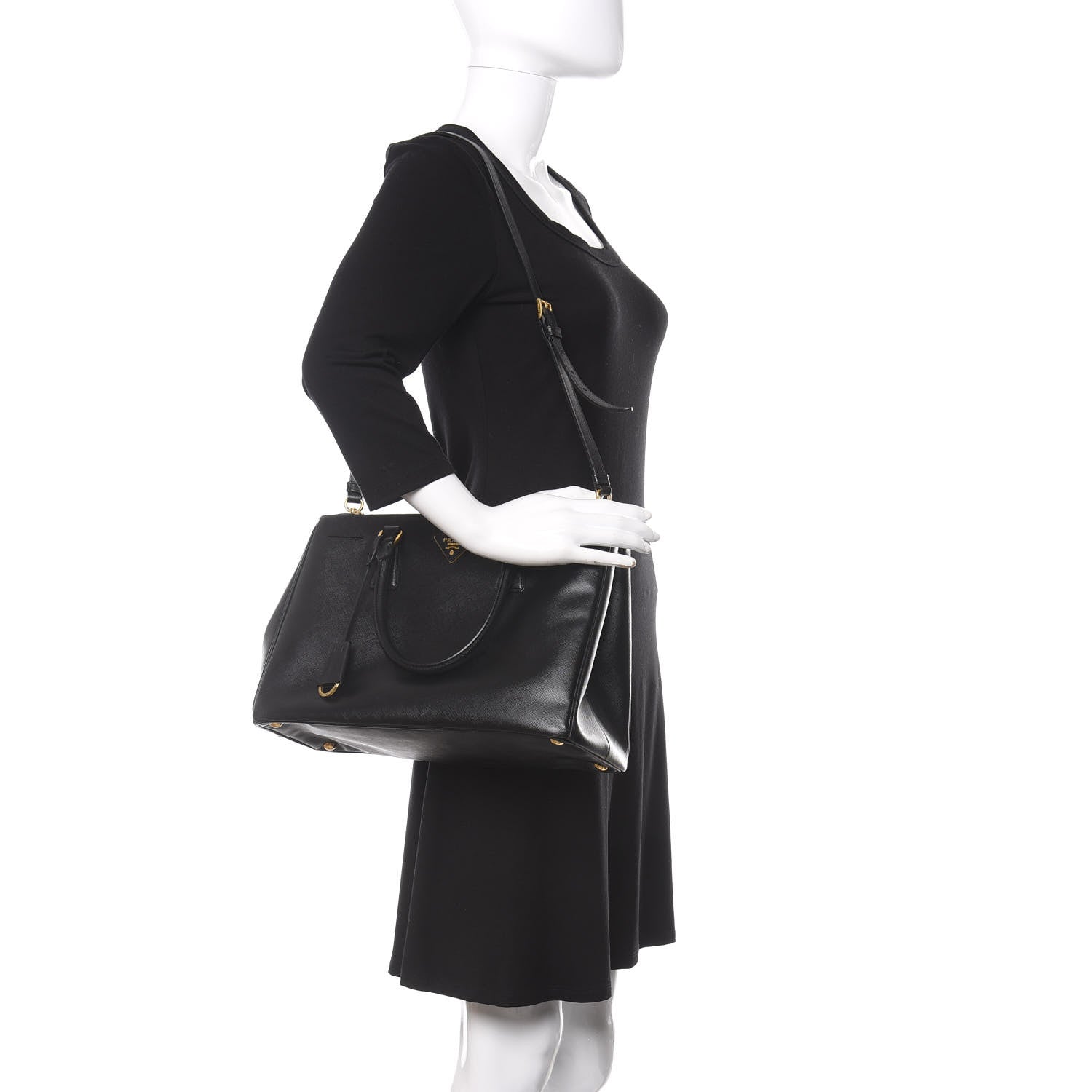 Prada Saffiano Medium Galleria Double Zip Tote Black 2 of 17