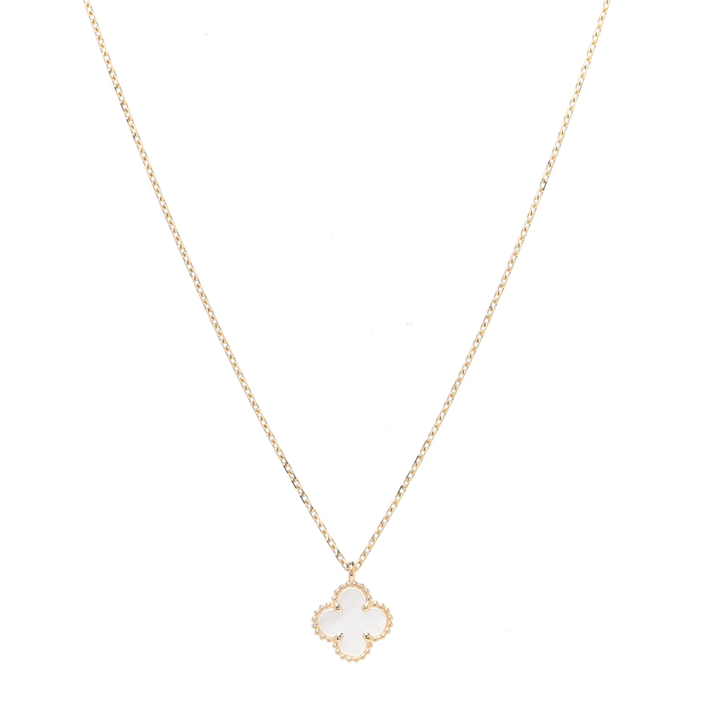 18K Yellow Gold Mother of Pearl Sweet Alhambra Pendant Necklace