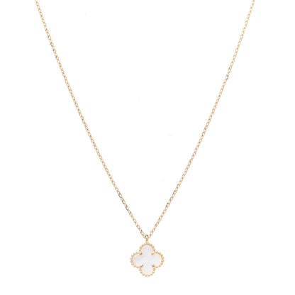 Van Cleef & Arpels 18K Yellow Gold Mother of Pearl Sweet Alhambra Pendant Necklace 1 of 5