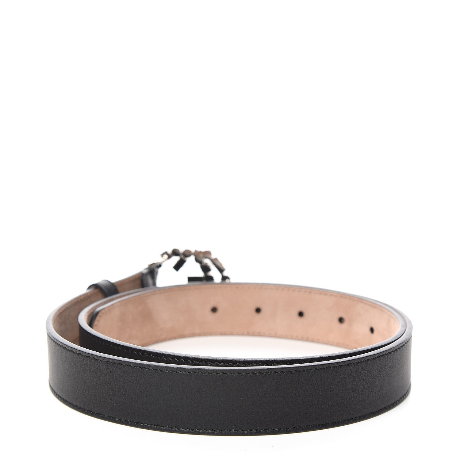 Gucci Calfskin Crystal Interlocking G Belt 100 40 Black 3 of 6