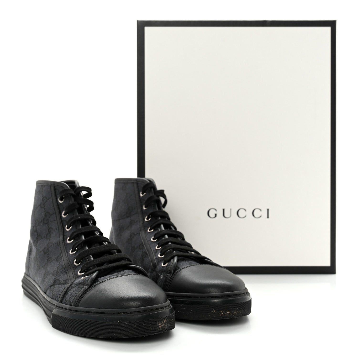 Gucci Monogram Mens High Top Sneakers 9 Black 12 of 12